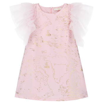Girls Pink & Gold Geo Map Dress